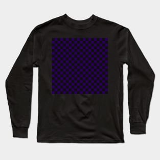 Wonky Checkerboard, Black and Purple Long Sleeve T-Shirt